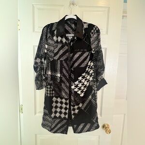 Guess Y2K Black and White Button-down Shirt Dress Size Small